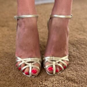 Aldo size 37 gold caged sandal heels